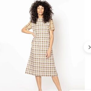 Ace & Jig Edith Checkered Midi Dress in Brown White Heartland Pattern | Size S